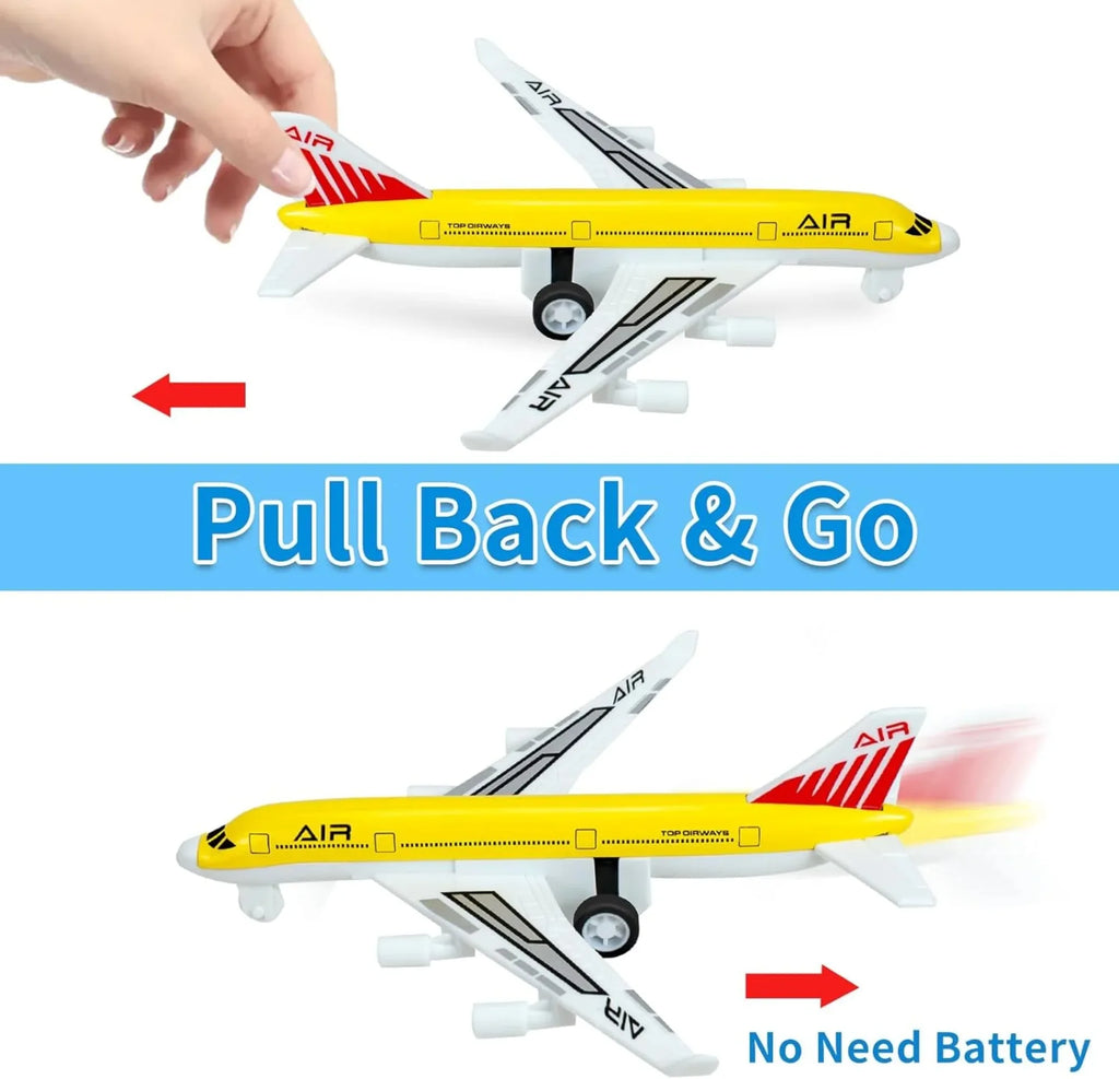4 Pack Airplane Toys, Pull Back Airplane Toys for 3+Years Old Boys Girls, Die Cast Aircraft Plane Models for Kids