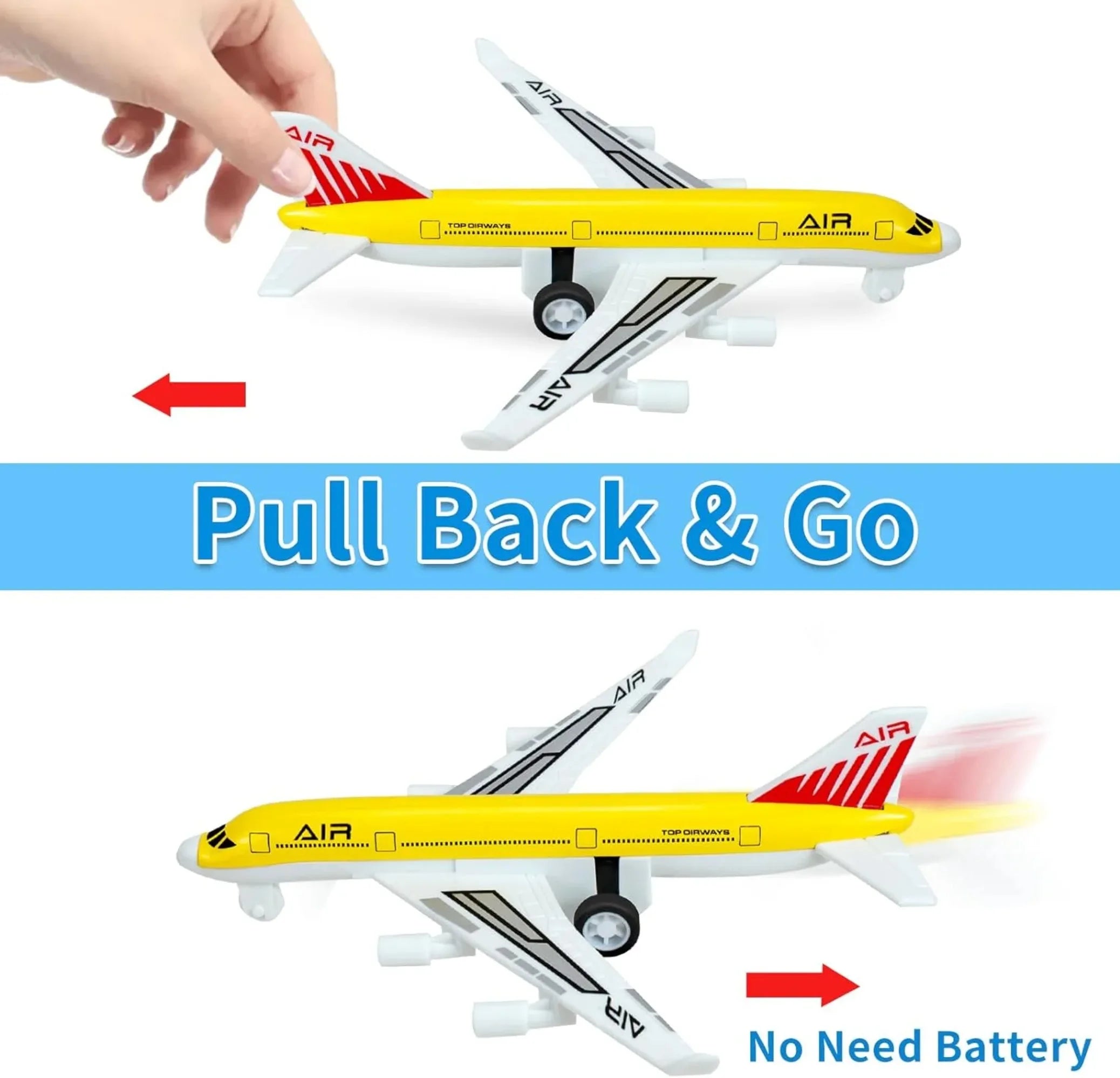 4 Pack Airplane Toys, Pull Back Airplane Toys for 3+Years Old Boys Girls, Die Cast Aircraft Plane Models for Kids