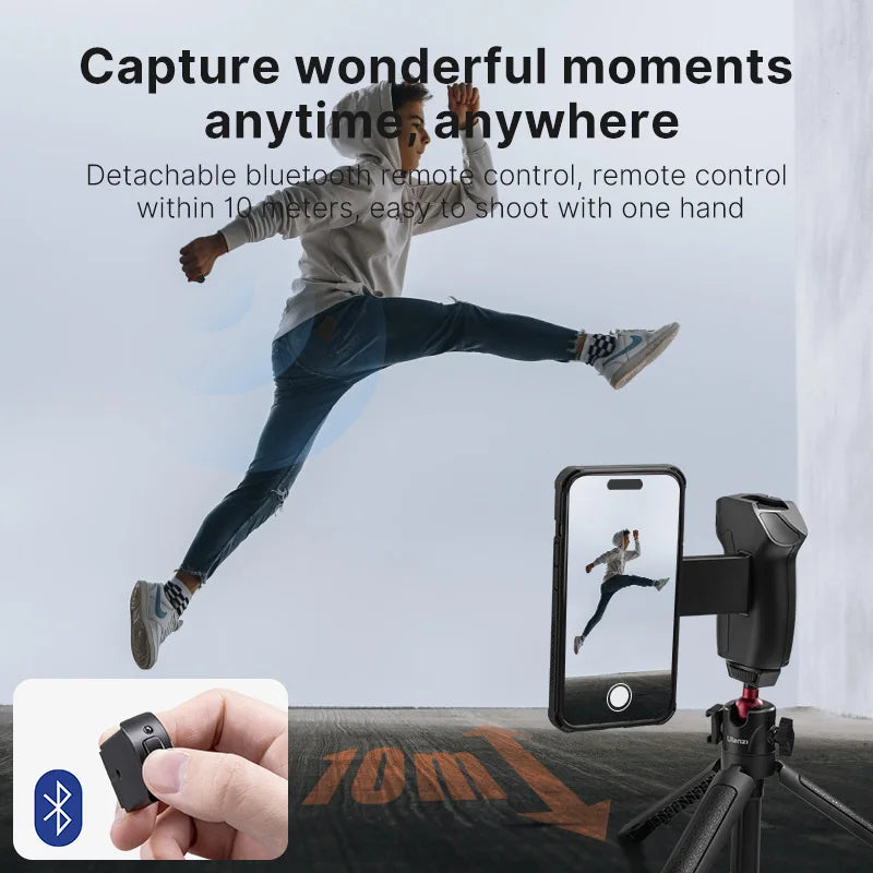 Ulanzi O-LOCK Bluetooth Selfie Handle for iPhone 14 13 12 Series Android Smartphone Quick Release System