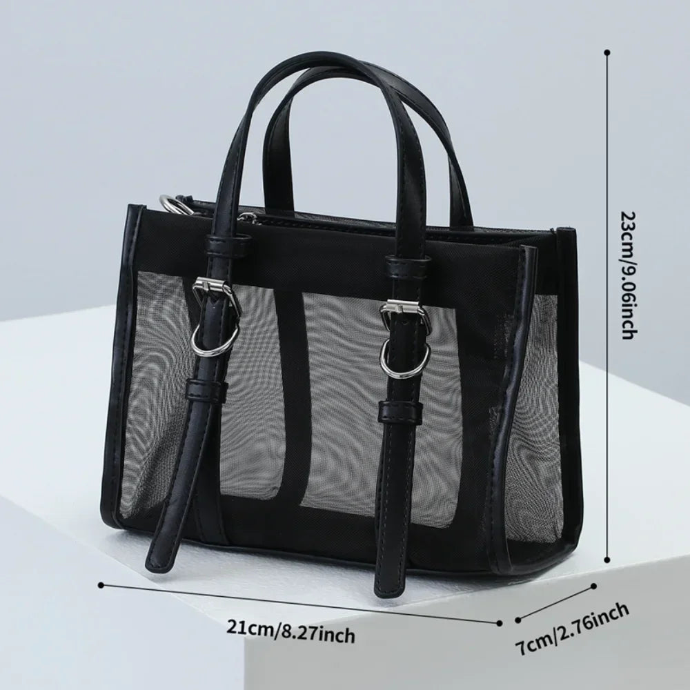 Women's Fashion Yoga Transparent Mesh Bag Luggage Sports Large-Capacity Mesh Beach Bag Swimming Bag Outdoor Fitness Bag