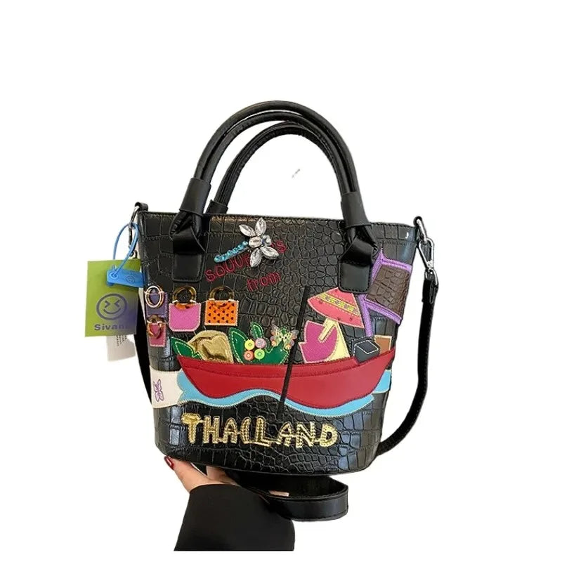 2026 New Large Capacity Commute Stylish Design Crossbody Bags Fashion Zipper Sewing Thread Sweet PU Women's Shoulder Bags