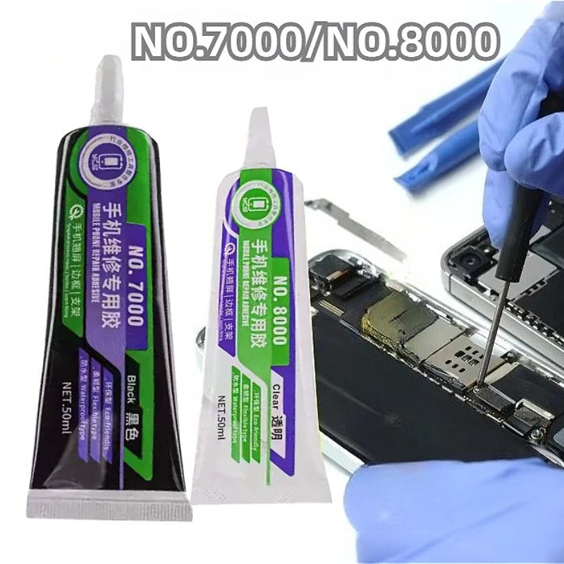 NO.7000 Black Soft Adhesive NO.7000 Computer Cell Phone Touch Screen Repair Frame Anti-vibration Universal Glue 50ML