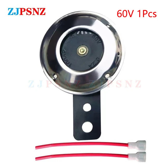 48V 60V Scooter Horn Motorcycle Electric Bike Horn Chrome Plated Loud Speakers For Scooter Moped Dirt E-Bike ATV Waterproof
