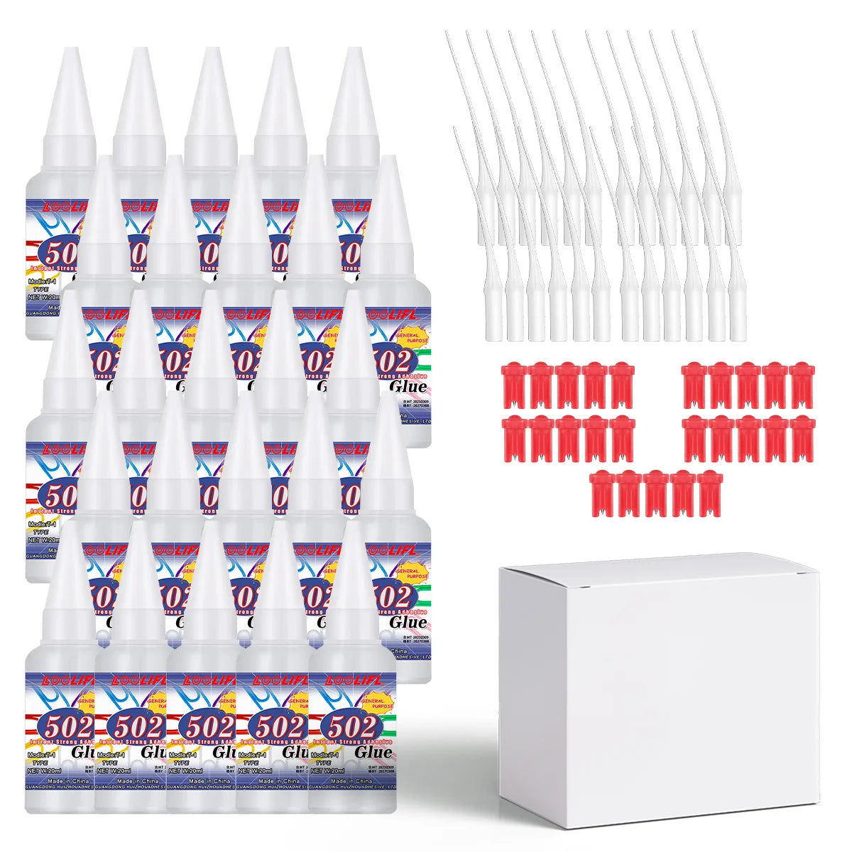 Loolifl, 502 Super Glue, Instant Adhesive, Cyanoacrylic Acid, Strong Repair for Plastics, Wood, and Furniture (with Glue Opener)