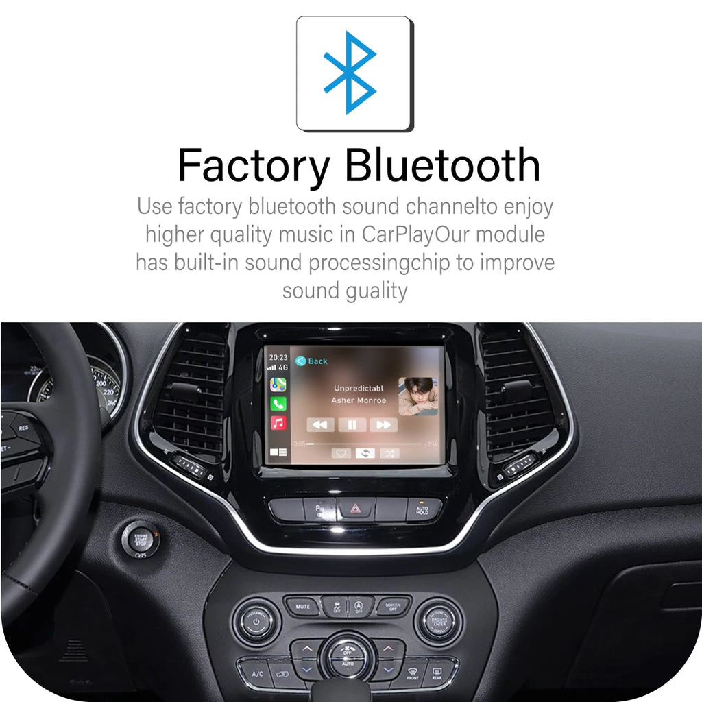 Wireless Car Play Module Apple Android For Jeep Grand Cherokee XJ KL Wrangler Compass Commander Uconnect 8.4in