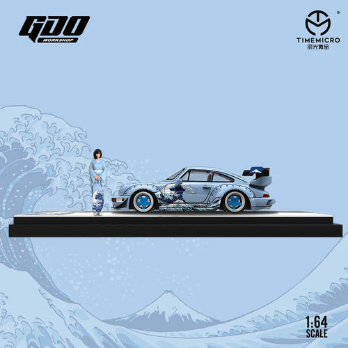 *In stock*TimeMicro 1:64 RWB 964 The Great Wave of Kanagawa Painting Simulation Alloy Car Model for Collection & Display