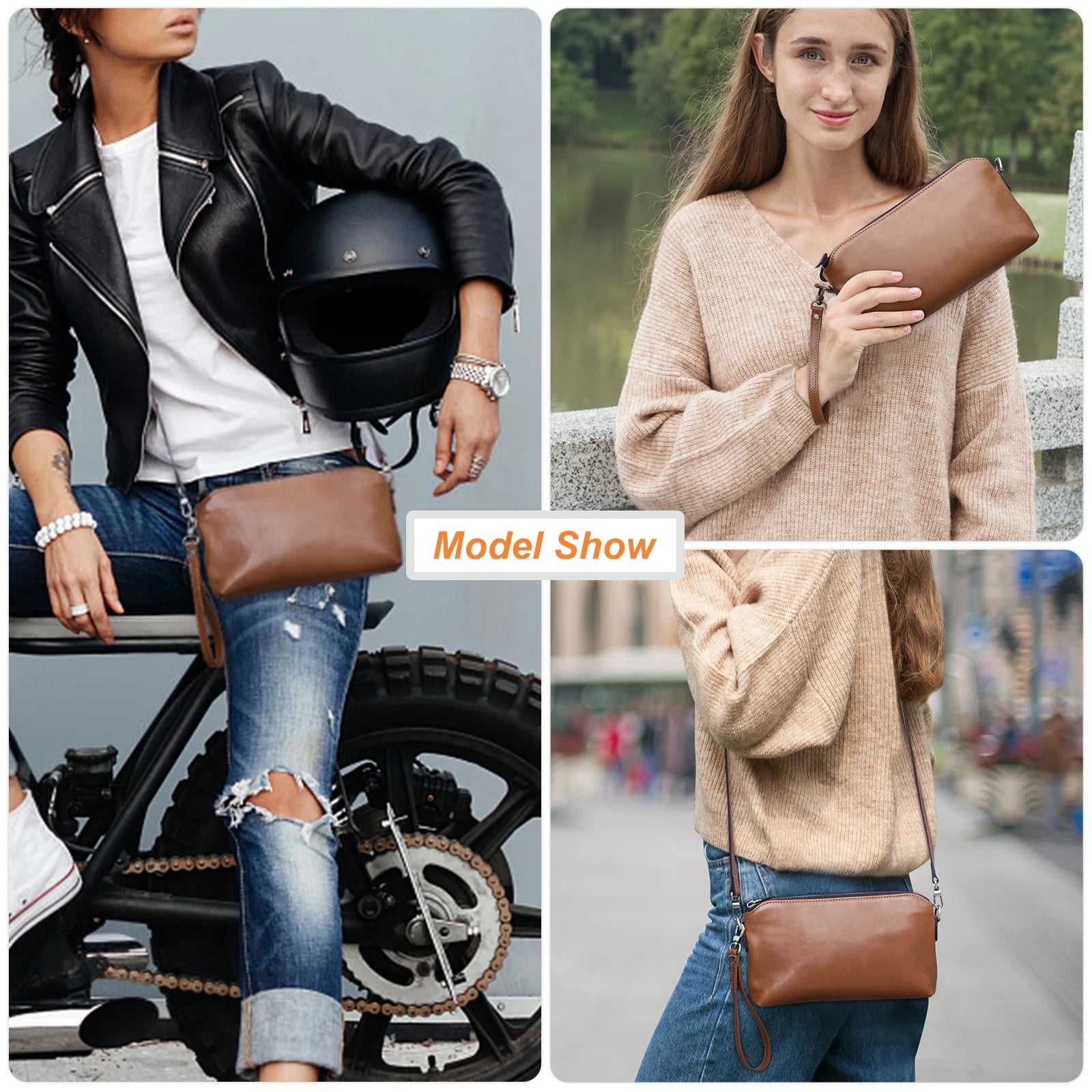 CONTACT'S Genuine Leather Sling Shoulder Bags for Women Brand Fashion Female Bags Handbags Clutch Bags Phone Pockets Wallets