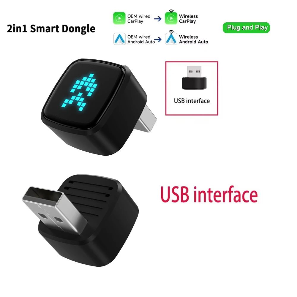 Skilldrive Ultra Mini Wireless Carplay Adapter Android Auto AI Smart Box Intelligent Systems for Wired CarPlay Android Auto Car