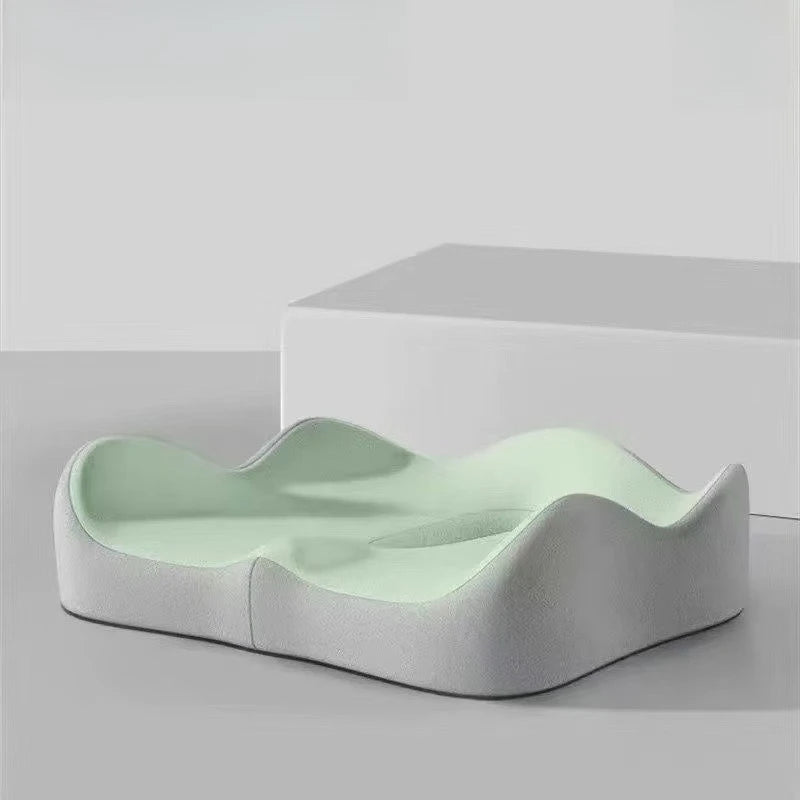 For Washable Polyester, Car/Office Essentials Home 1pc Memory Foam Seat Cushion - 3D Ergonomic Support| Light Green & Grey