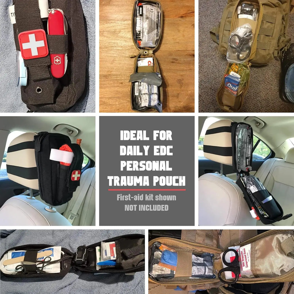 Tactical MOLLE Medical Pouch, Rip-Away EMT First Aid Pouch IFAK Trauma Kit Everyday Carry Survival Bag Include Cross Patch