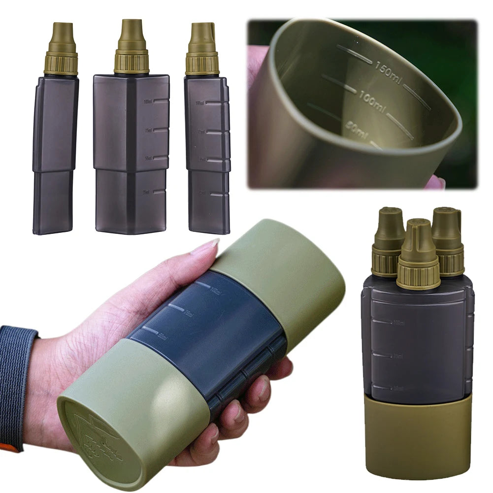 3 In 1 Outdoor Camping Seasoning Dispenser Bottle BBQ Picnic Seasoning Can Seal Portable Storage Kitchen Utensils Cooking Set