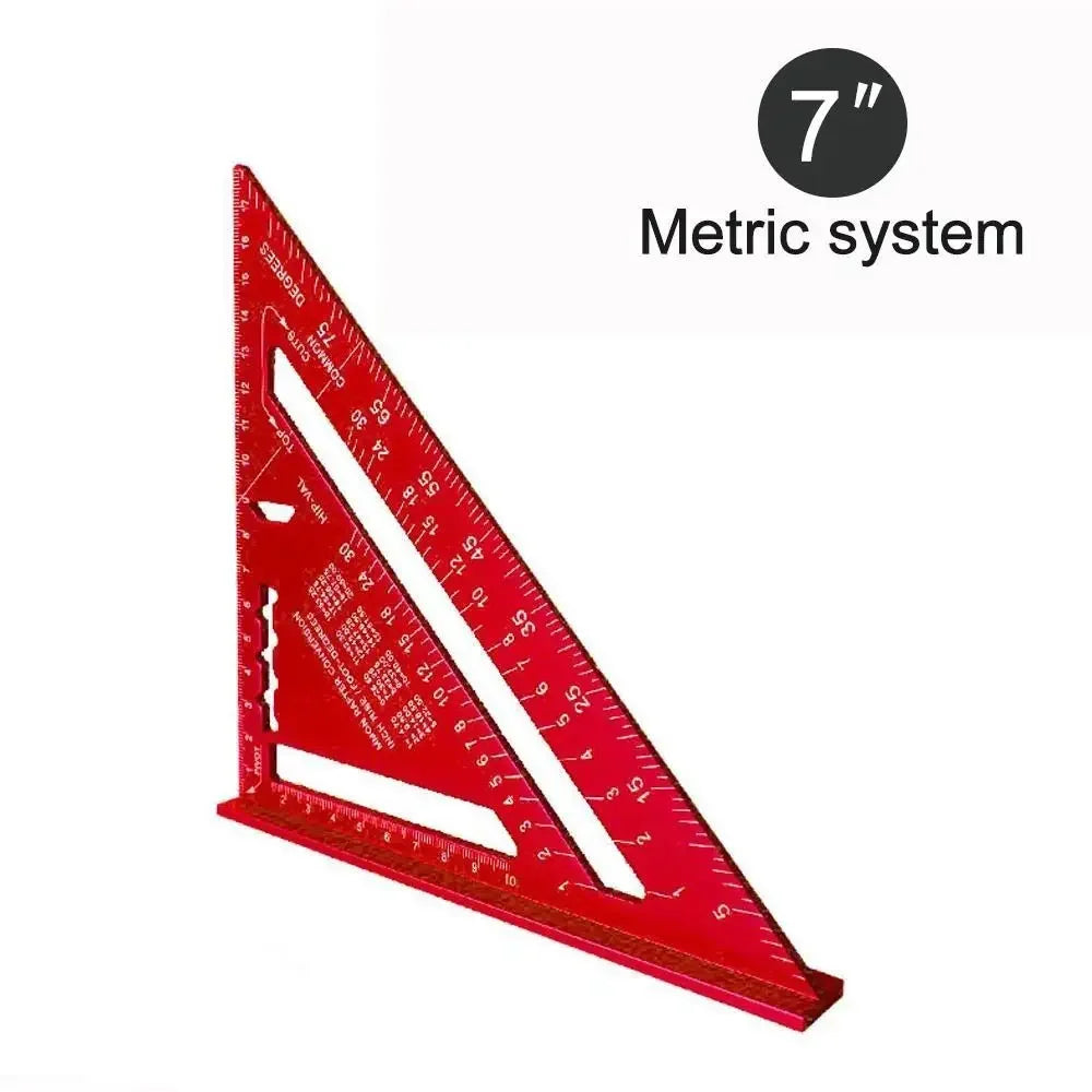 7-Inch Triangle Ruler Aluminum Alloy Measurement Tool with Inch & Metric ScaleCarpenter Speed Square Angle Ruler for Woodworking