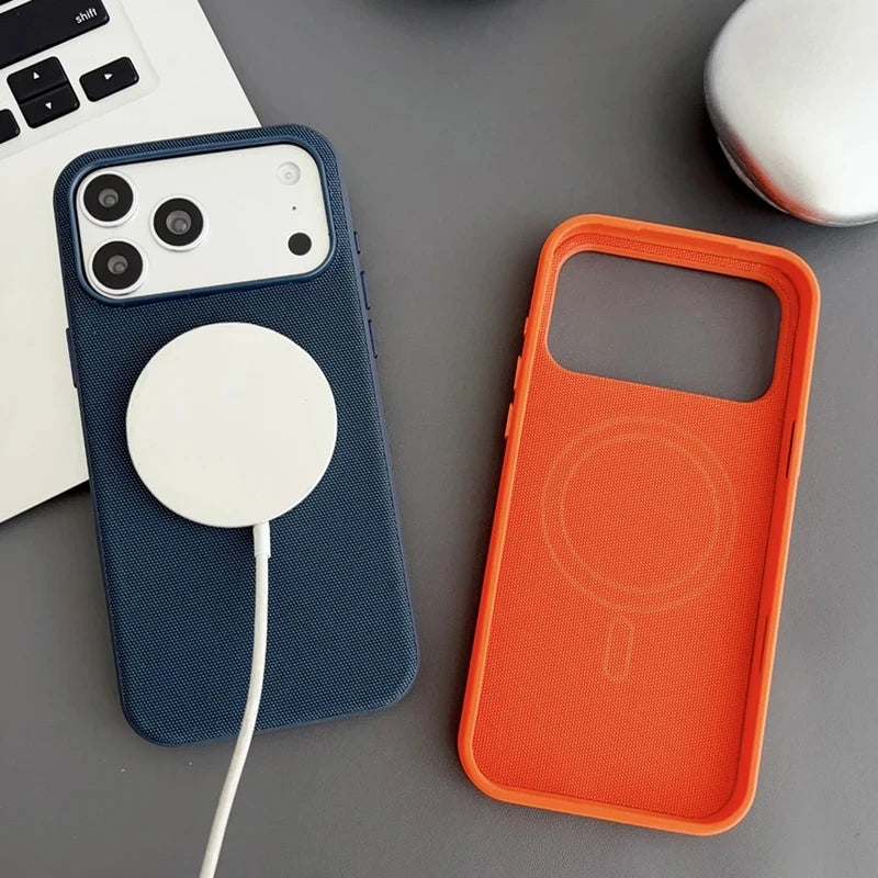 New Original Technology Woven Magnetic Case For iPhone 18 Pro 17 16 15 14 13 Pro Max For Magsafe Wireless Charger Official Cover