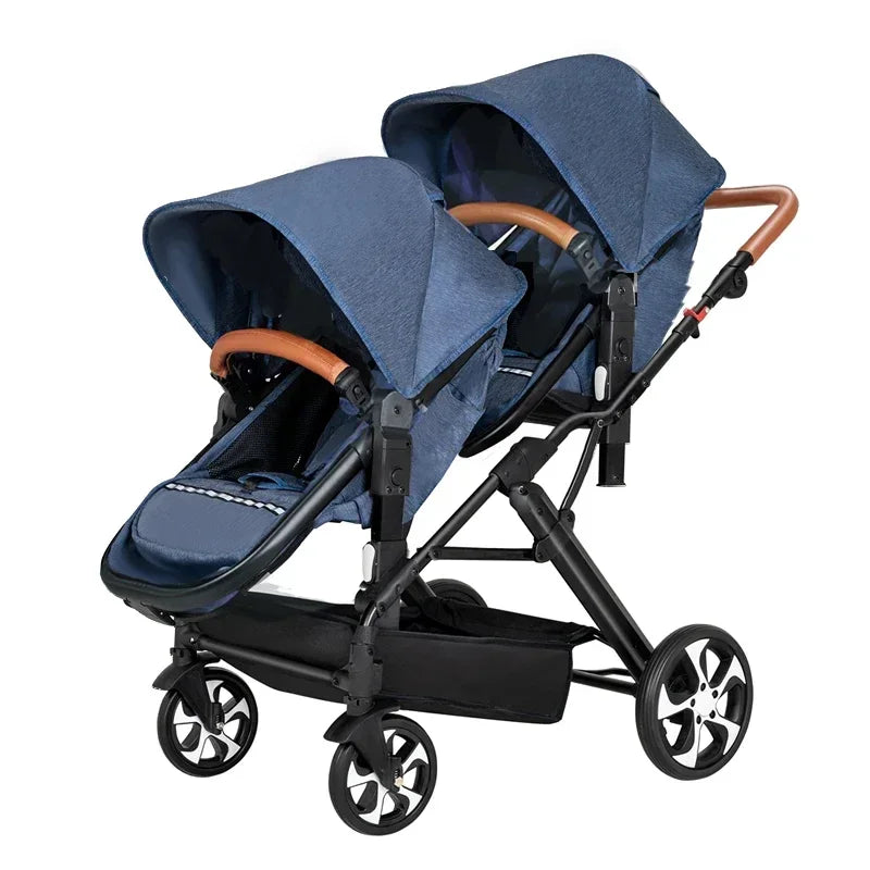 High landscape baby stroller for twins, suitable for folding four wheeled baby strollers for two children NEW 2025 kids car
