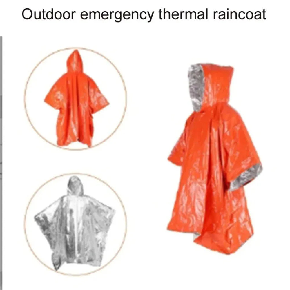 1pcs Outdoor First Aid Survival Raincoat Camping Wilderness Emergency Insulation Warm Gear Body Protection Survival Blanket