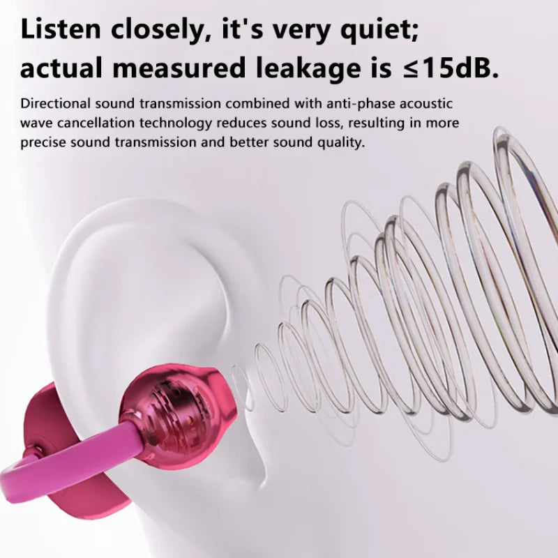 Open Ear Wireless Earphones With Mics Sports Ear Clip on Earbuds Touch Control LED Power Display Bluetooth 5.4 OWS Headphones