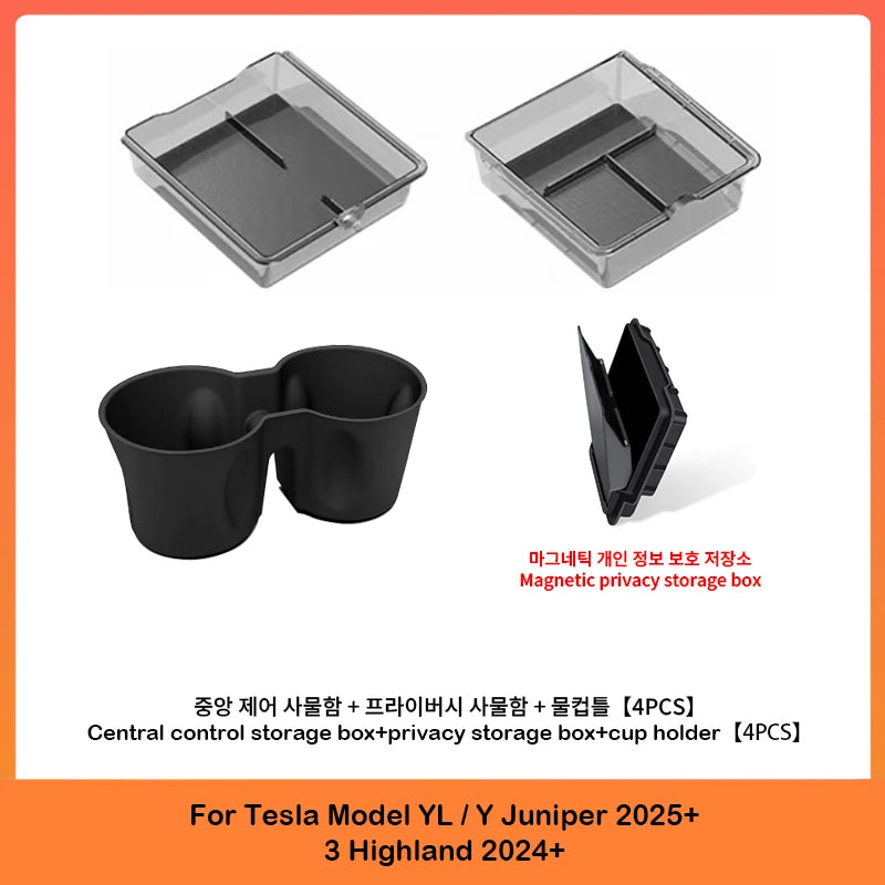 Center Console Upper Storage Box ABS Silicone Non-Slip Front Rear Armrest For Tesla Model 3 Model Y Juniper YL Car Supplies