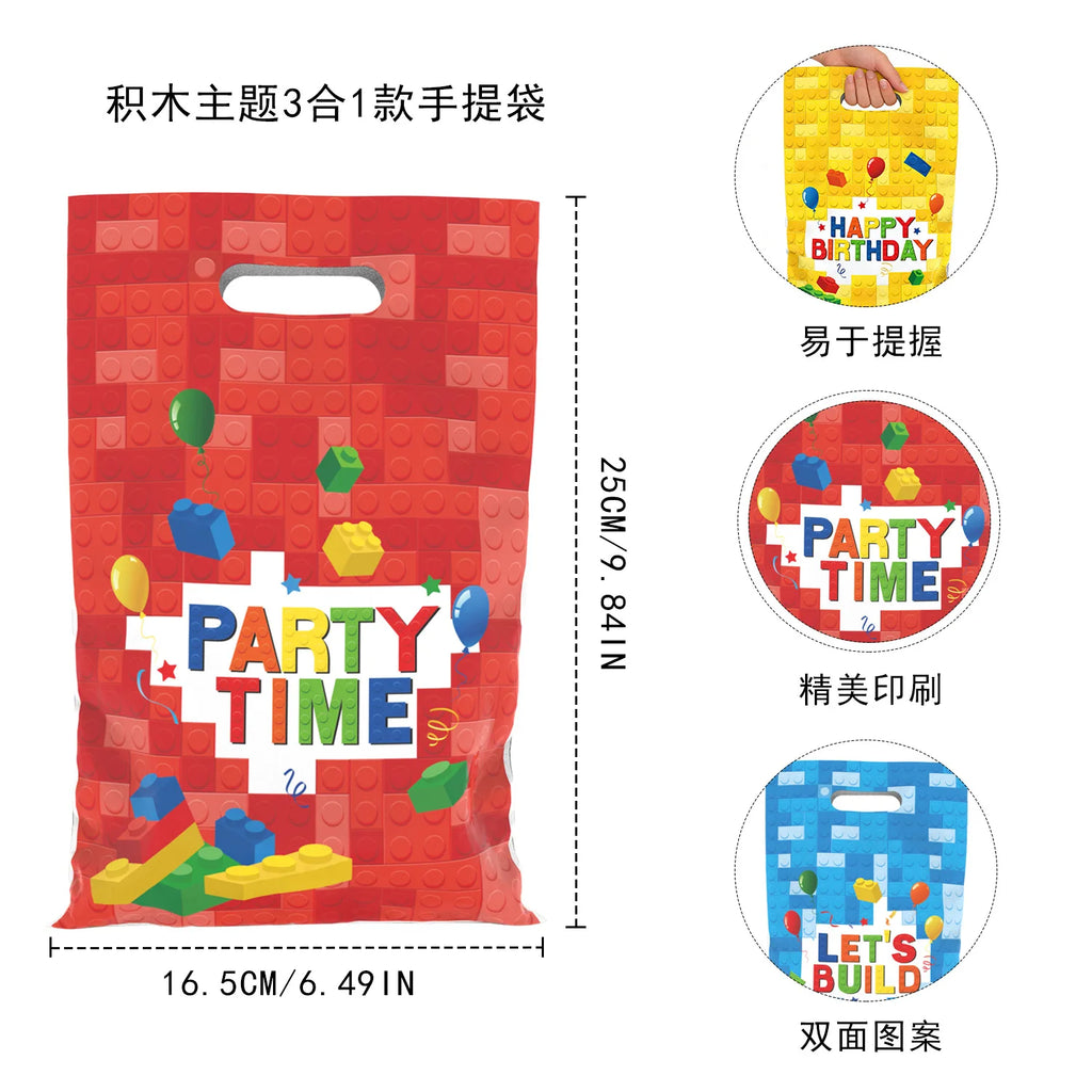 40Pcs Building Blocks Party Favors Building Blocks Keychain Slap Bracelets and Gift Bags for Kids Birthday Party Supplies