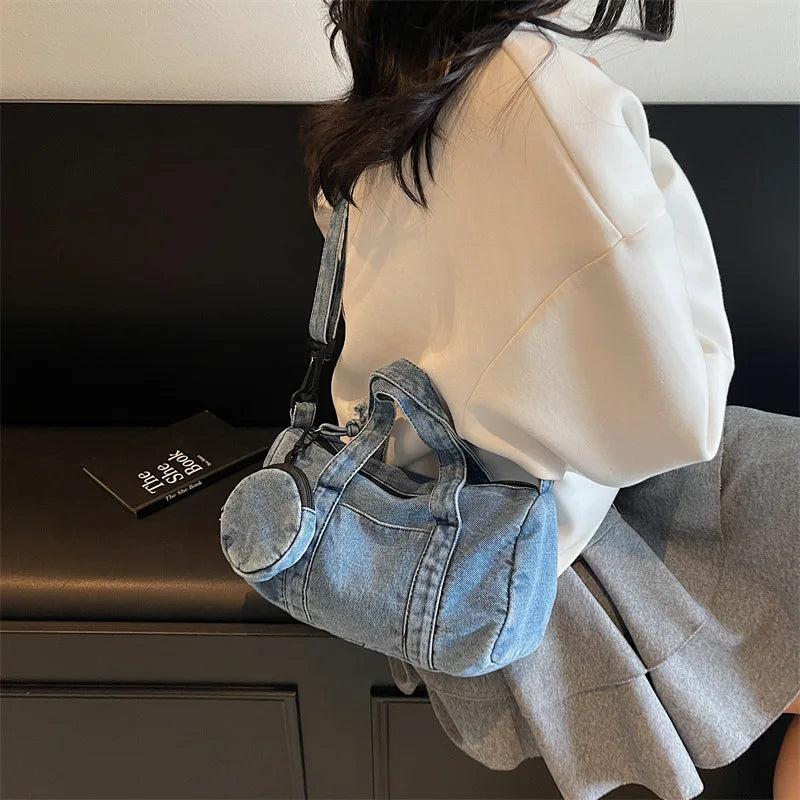 Cowboy cloth bag, women's fashion handbag, versatile single shoulder crossbody bag, versatile commuting tote bag