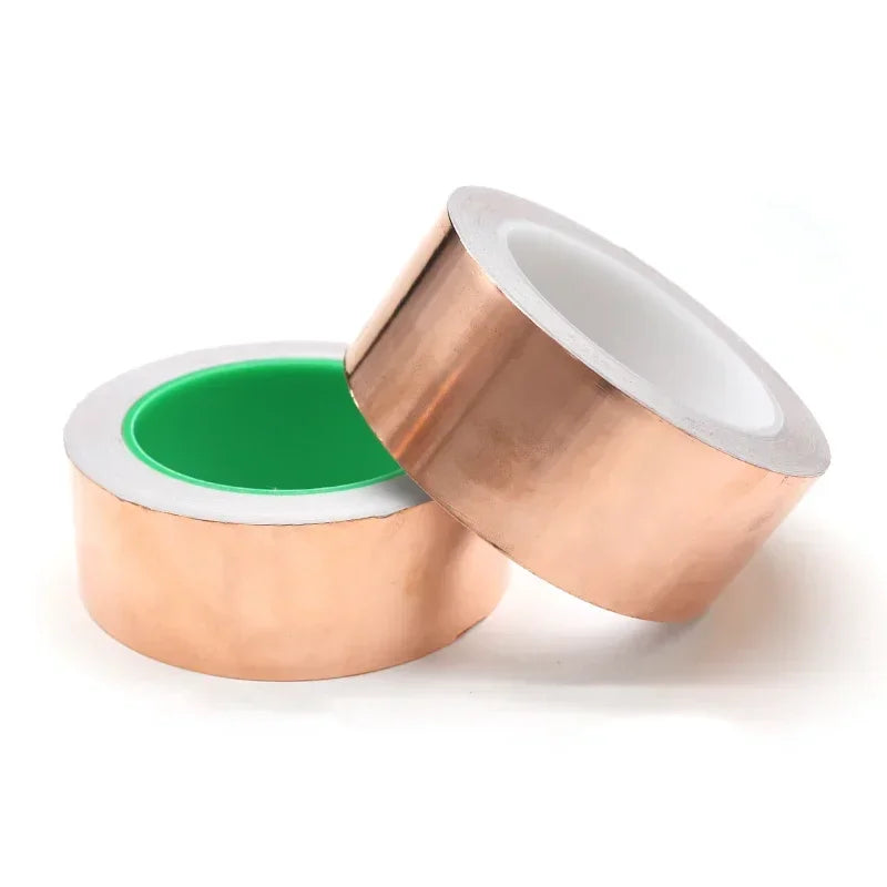 Length 20M Adhesive Conductive Copper Foil Tape 5/6/8/10/15/20/25/30/35/40/45/50mm Single/Double Sided Conduct Copper Foil Tapes