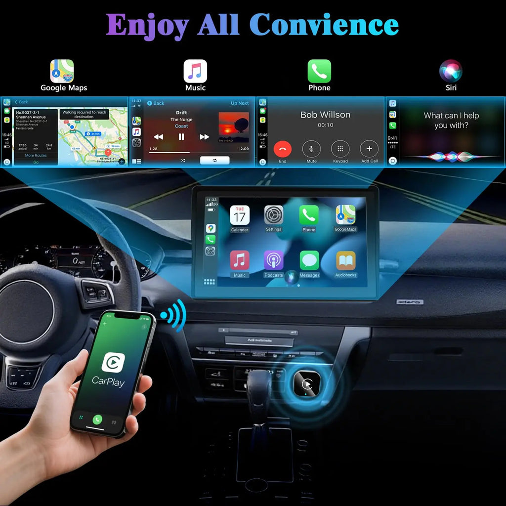 in 1 Wireless CarPlay Android Auto Adapter USB A Type-C Dual Dongle Convert Factory Wired Car Play to Wireless Plug and Play Ca