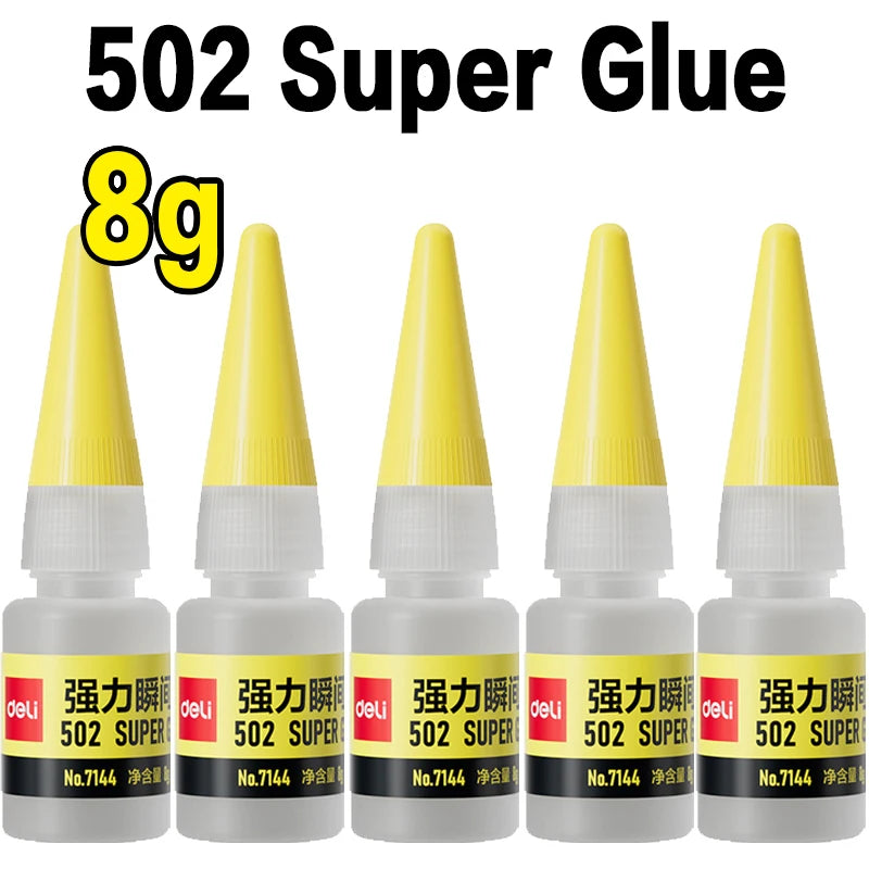 Deli 502 Professional Strength Super Glue Fast Cyanoacrylate Adhesive Hardware Metal Cars Wood Crafts Hobbies Instant Bonding