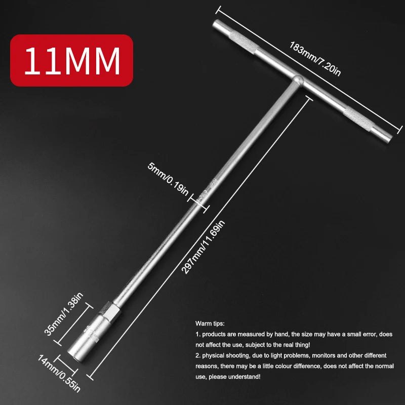 6-19 mm T-Style Socket Wrench Hexagon Nut Key Extended Hex Screwdrivers Automotive Tires Machinery Workshop Repair Hand Tools