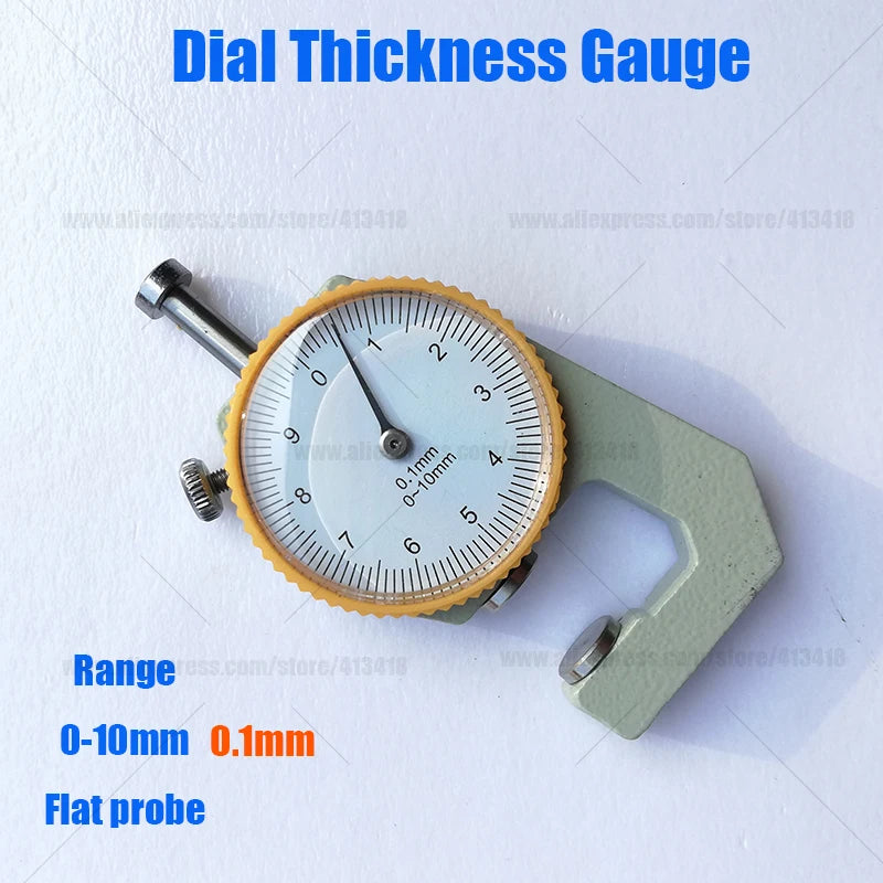 0-10mm0-20mm 0.1mm Resolution Dial Thickness Gauge Leather Flim Paper Jewelry Tube Curved Tip Metal Handheld Meter Tester