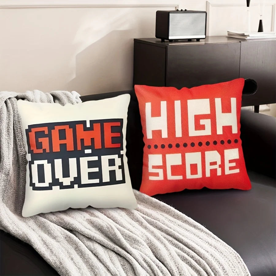 4pcs Retro video game theme digital printing pillow cover Short plush Suitable living rooms bedrooms sofas throw cushion cover