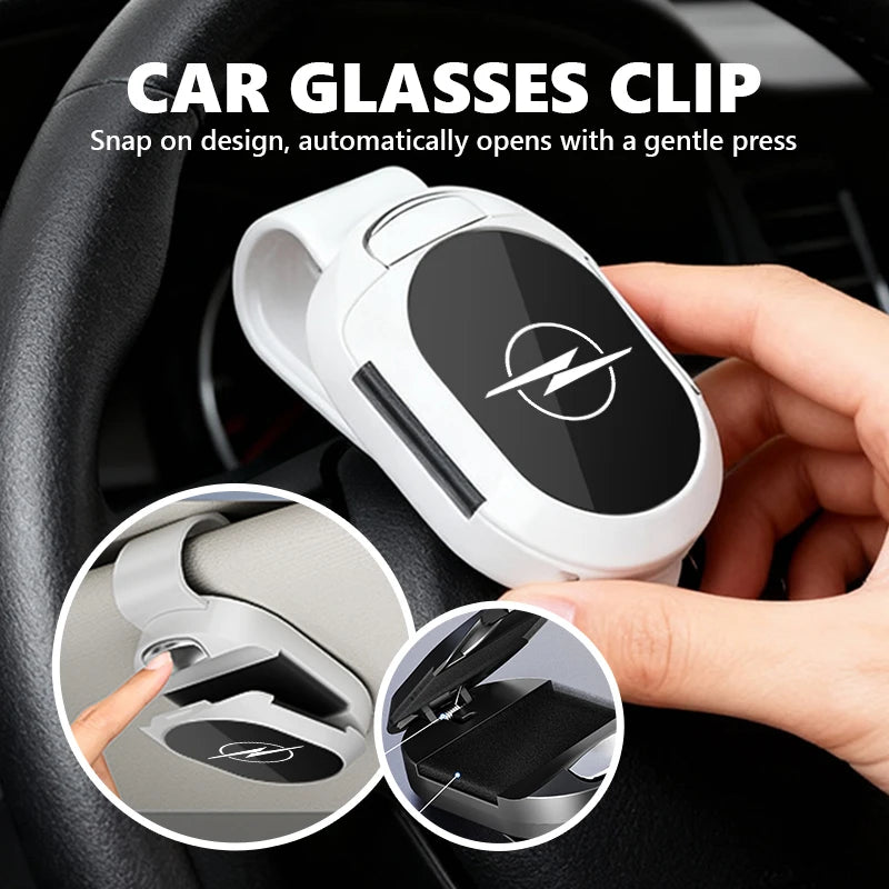 For Opel Car Sunglasses Holder Sun Visor Storage Protective Frame Box Glasses Clip OPC Astra J H G K Insignia Corsa D B E Mokka