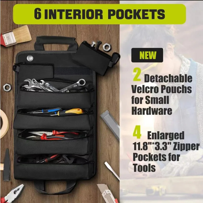 New Car Hardware Tool Kit Portable Electrician Tool Kit Roll up Electrician Woodworking Storage