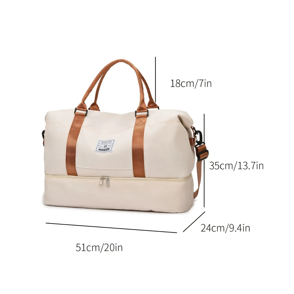 Weekend Travel Gym Bag with Wet/Dry Separation Pocket, Large Capacity Multi-Functional Independent Shoe Compartment Strap, Simpl
