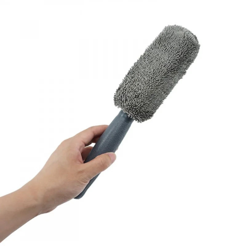 Portable Microfiber Wheel Tire Rim Brush Car Wash Cleaning Tool with Plastic Handle Auto Cleaner