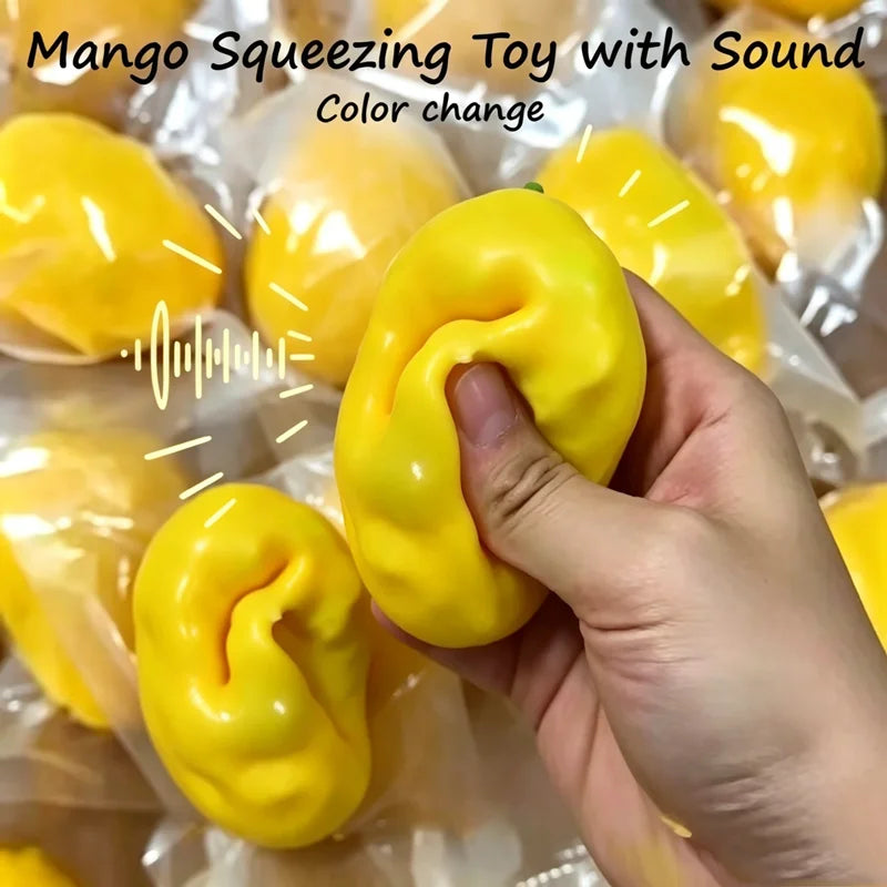 Handmade Warm Crispy Mango Squishy Fidget Ball Color-Changing Asmr Sensory Stress Relief Toy Squeeze Toy for Stress Relief