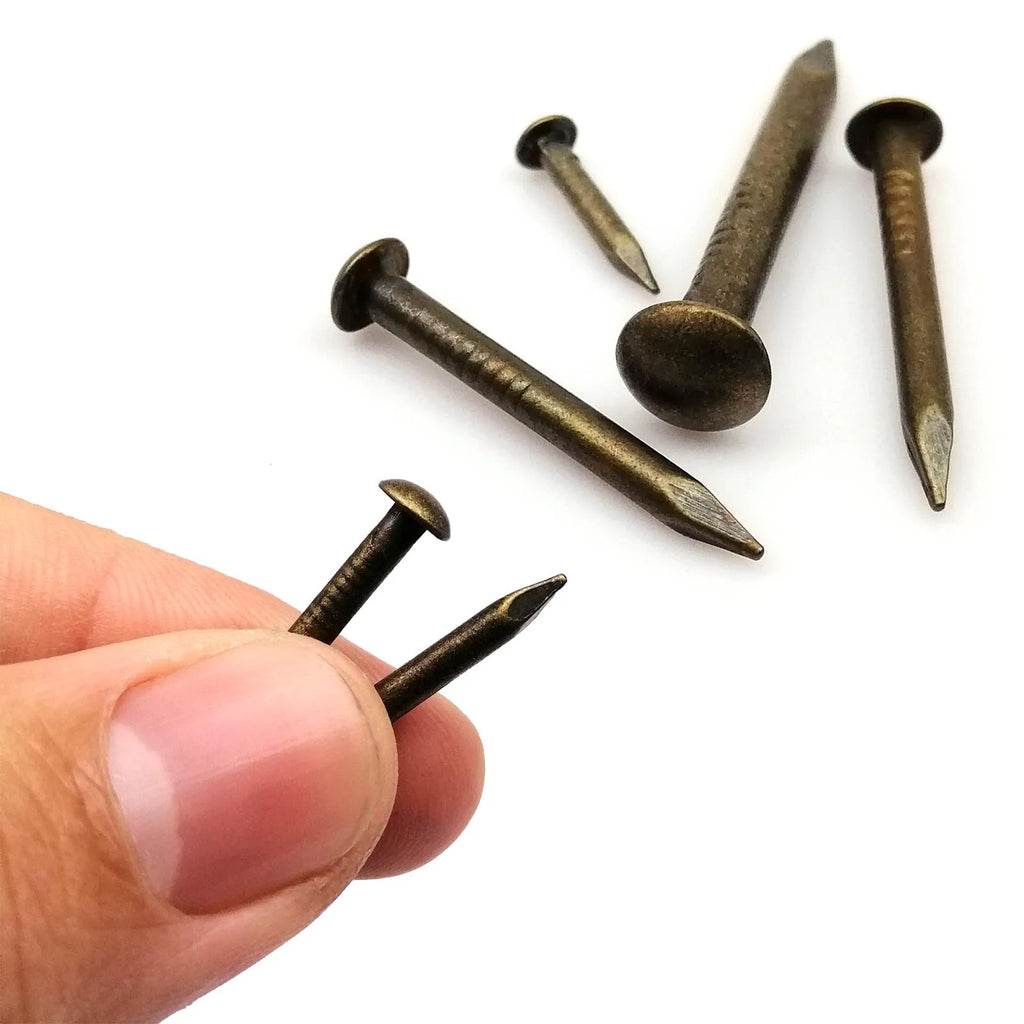 10/20/50/100pc 1.2mm 1.5mm 2mm 2.8mm Antique Brass Bronze Pure Copper Small Round Head Nail Stud for Furniture Hinge Jewelry Box