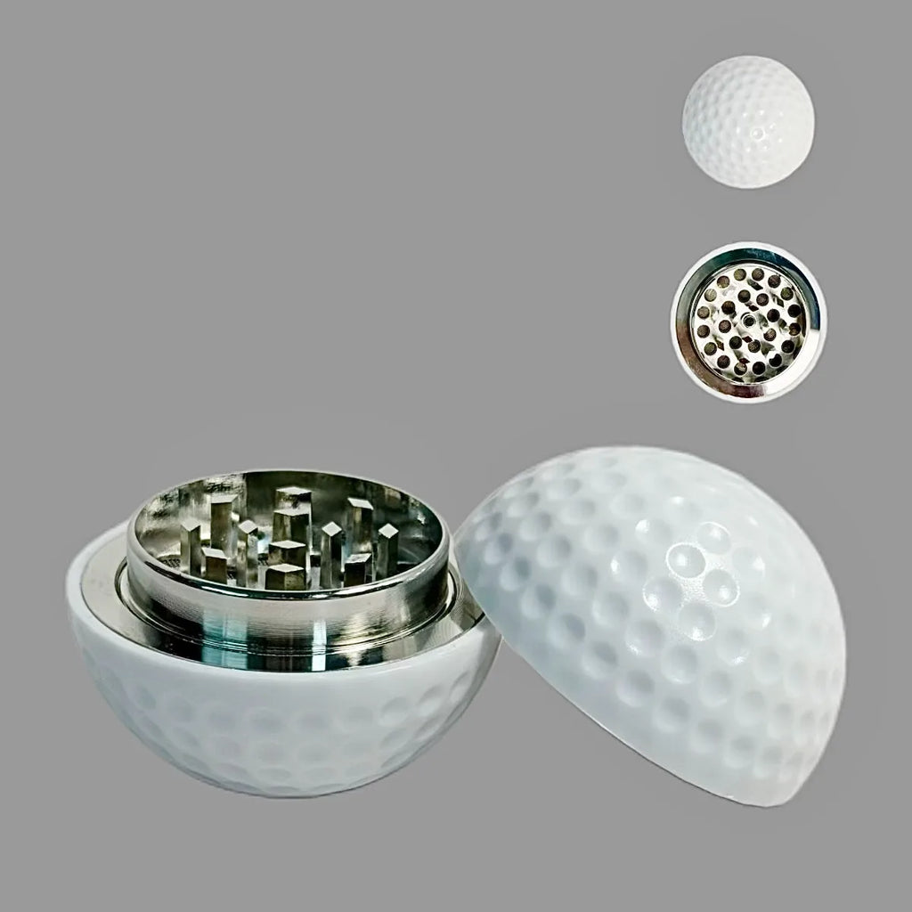 2 Inch 5cm Golf Ball 3 Layer Zinc Alloy Herb Grinder Pollen Catcher Cleaning Brush Magnetic Closure Manual Smoking Tool Gift