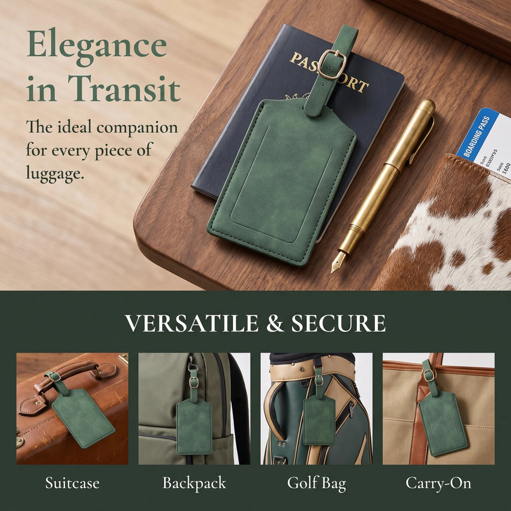 3/5/8PCS Privacy PU Leather Luggage Tag Adjustable Metal Buckle Waterproof Anti-lost Suitcase ID for Backpack Golf Carry Bag