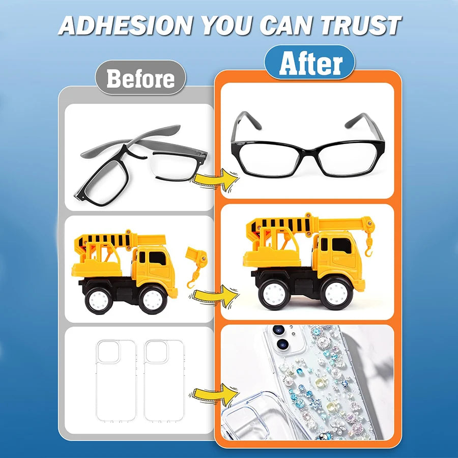 1-4Pcs Special Plastic Glue, Instant Bond Strong Adhesive for Toy Car, Glasses, Lego, DIY Crafts & Plastic Repairs