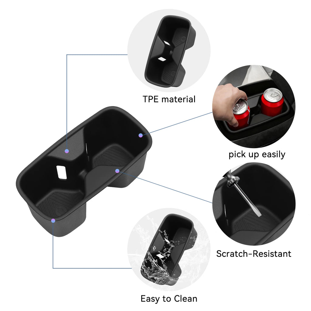 LUCKEASY for Kia Telluride 2020-2025 Cup Holder Armrest Storage Box Rear Shock-Absorbing Cup Tray Tidying Car Accessories TPE
