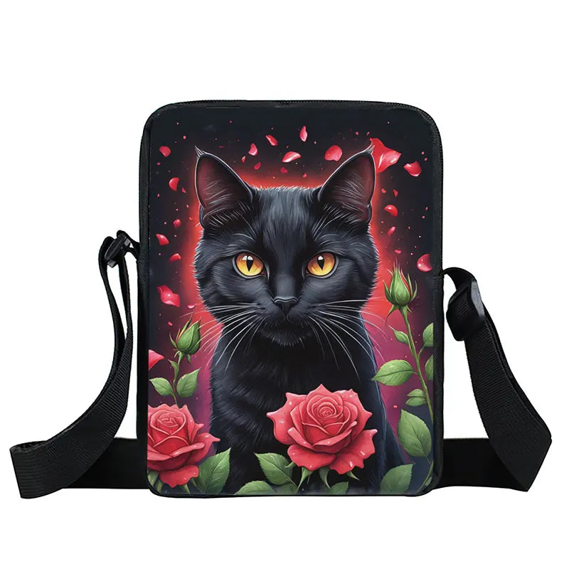 Fantasy Magic Cat Print Small Crossbody Bag Women Handbags for Travel Teenagers Boys Girls Phone Holder Storage Bag Gift