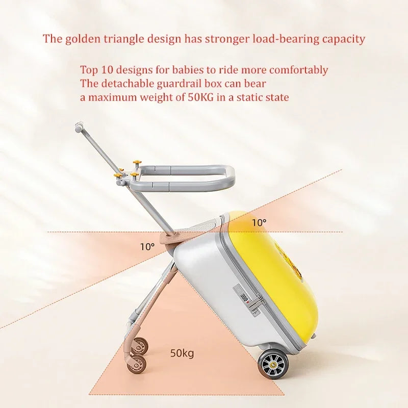 Kids Travel Trolley Suitcase Children Luggage Pulling Cart Travel Seat Carrier Bag Riding Suitcase for Baby Carry-On Luggage