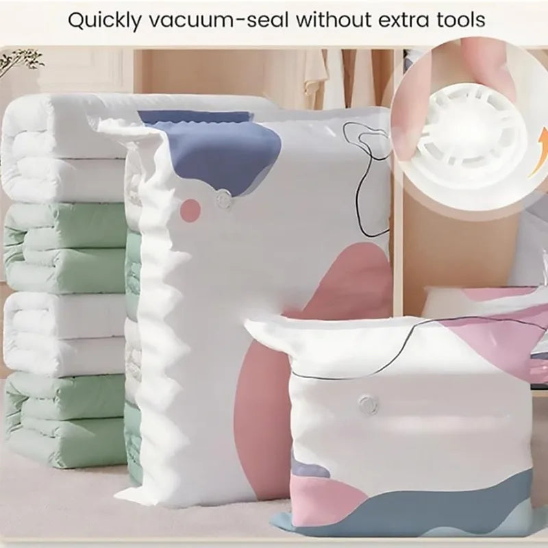 2pcs Pump Free Hand Roll Vacuum Compression Bags,Space Saving Sealed Storage Bags for Bedding Garments Bedroom Closet Organizing
