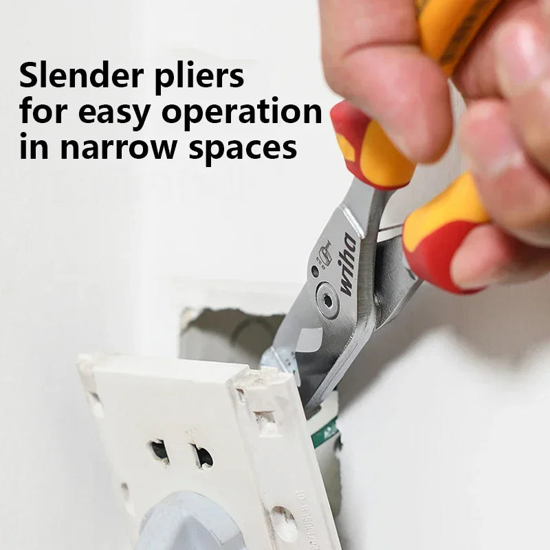 Wiha 45489 Multifunctional 8-in-1 Industrial Electrician Insulated Wire Strippers Pointed Crimping and Cutting Pliers 1000V VDE