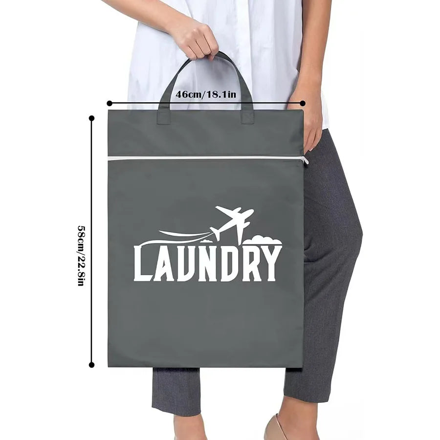 1pc Waterproof Travel Laundry Bag Wet Dry Organizer Pouch with Zipper Hanging Strap Portable Storage Bag
