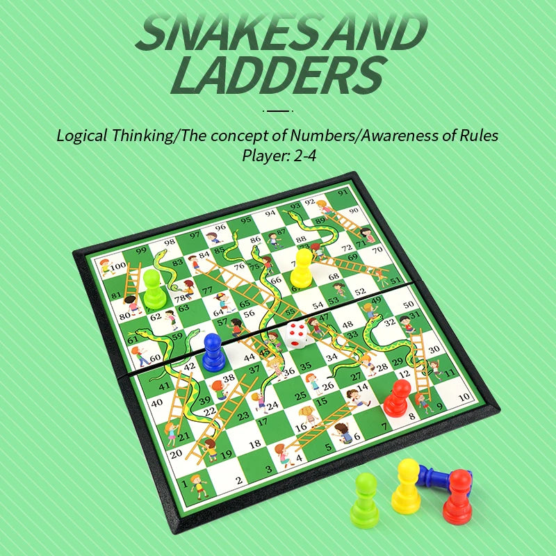 Snake and Ladder Game Board Family Interaction and Friend Party Toy Enhances Logical Thinking Suitable for Birthday, Christmas, Halloween, Thanksgiving Gifts
