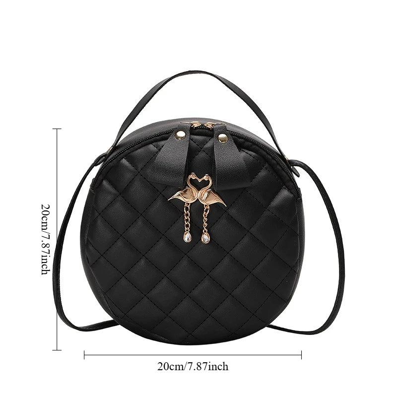 Cross-Border Popular Embroidered Quilted Small Round Handbag, Niche Design Chain Crossbody Bag, European, American, Japanese, and Korean Style Women's Bag