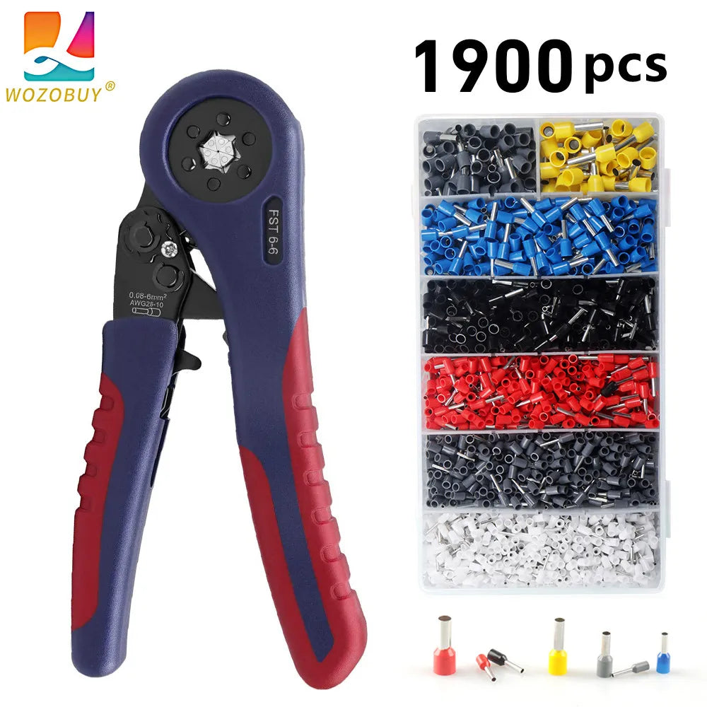 WOZOBUY Tubular Terminals Crimping Tools FST-10S 0.08mm-10mm²  28-7AWG & FST 6-6 0.08-6mm²  28-10AWG Crimp Pliers Crimper Sets