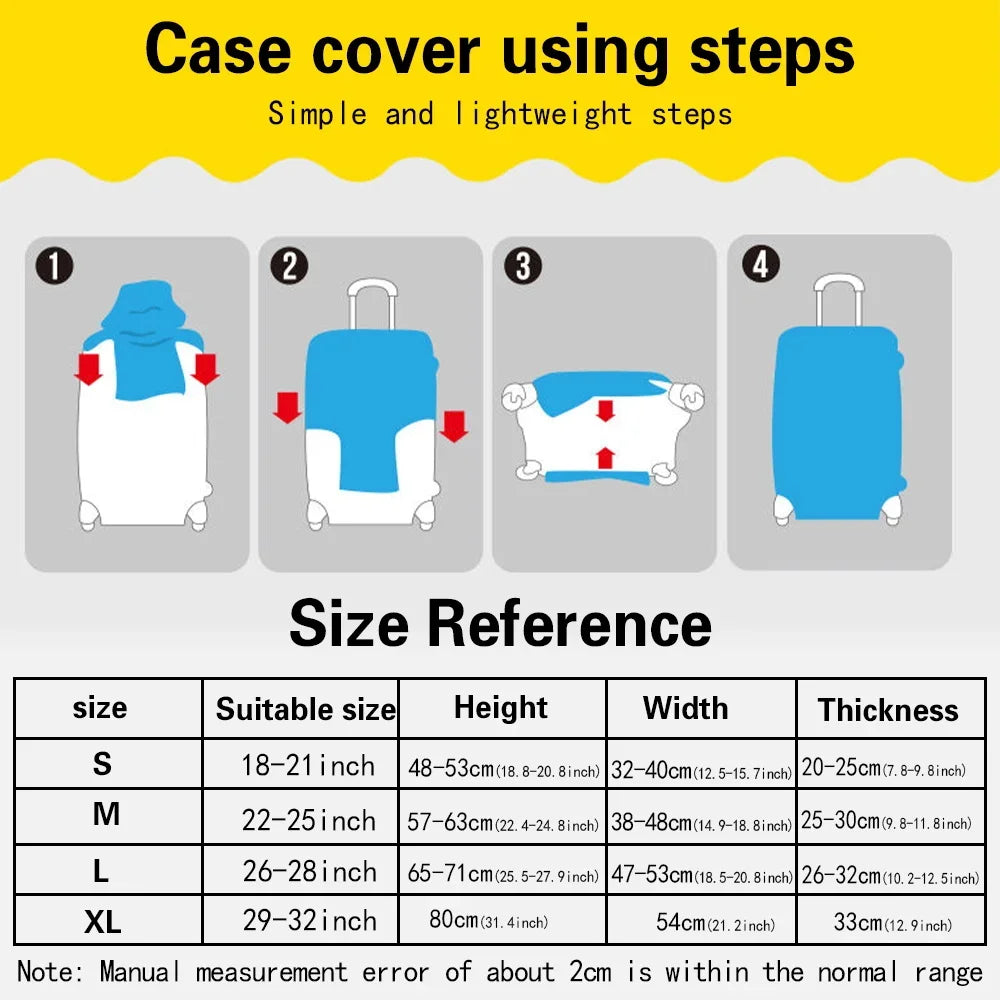Luggage Cover Travel Suitcase Protective Cover Paint Letter Pattern Dust-Proof Stretch Fabric for 18-32 Inch Baggage Case