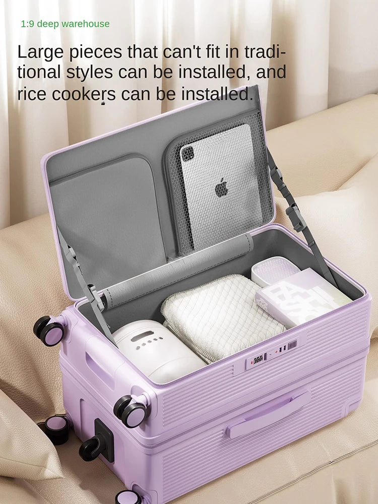 2026 New Luggage Large Capacity 28/32 inch Extra Large Thickened PC 1:9 Side Opening Deep Compartment Wide Handle Suitcase