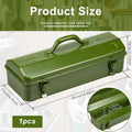 16.9inch Tool Box Portable Steel Tool Box Hip Roof Style with Metal Latch Closure Tool Chest for Household Workshop 43x17x13cm